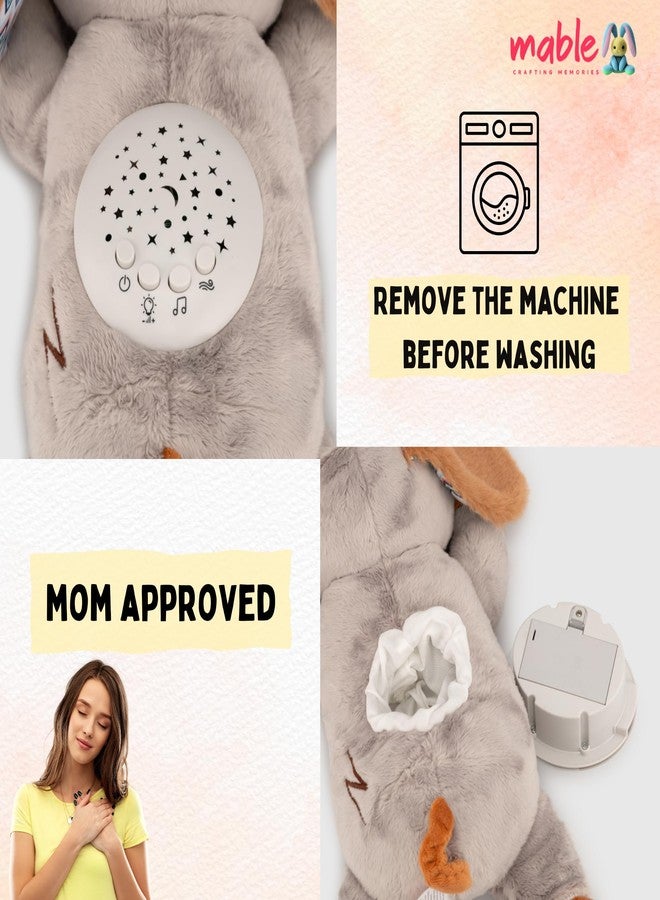 MABLE لعبة كلب مابل دريم لايت للأطفال، لعبة ناعمة للنوم مع جهاز عرض موسيقي، كلب قطيفة مهدئ للأطفال. - Image 3